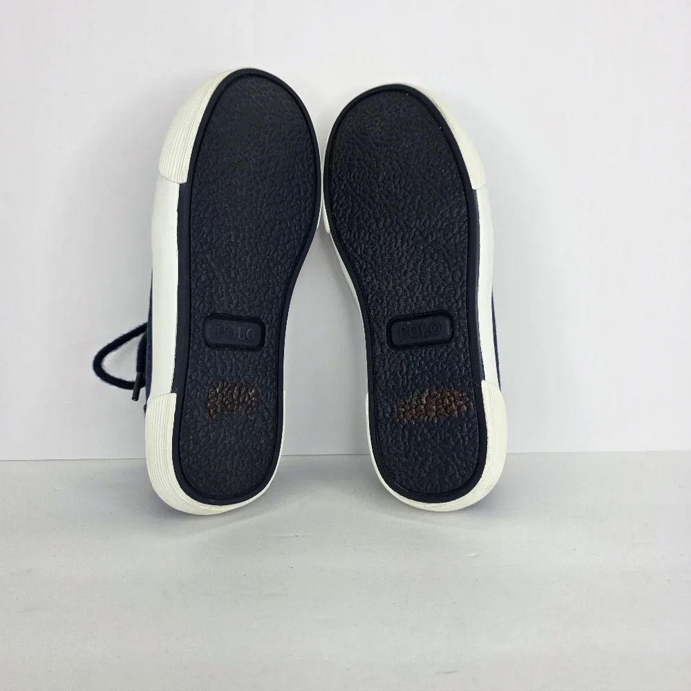 Polo Ralph Lauren Kids Faxon II Lace-Up Sneakers Pony Logo Cotton Canvas SZ 13.5